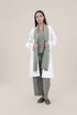 Embroidered long coat in linen cotton blend